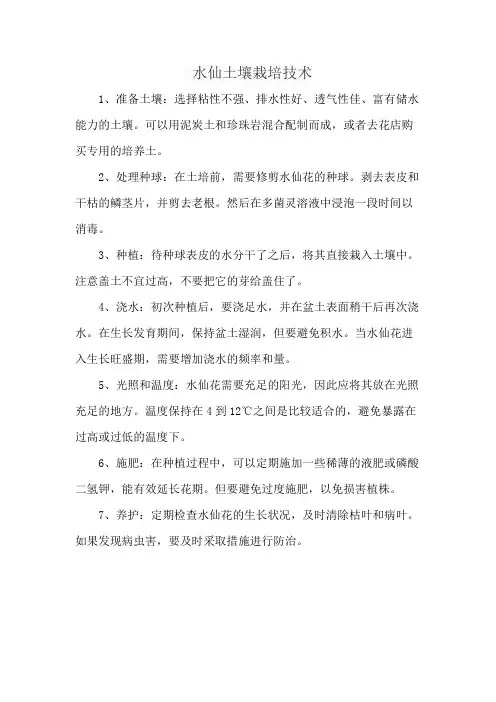 水仙土壤栽培技术
