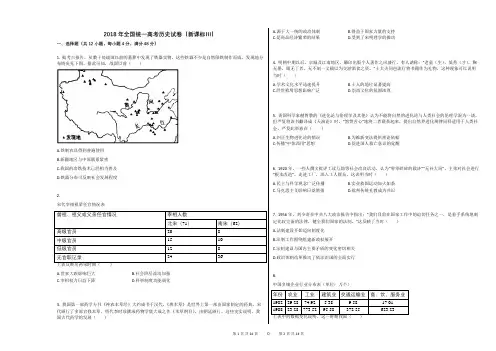 2018年全国统一高考历史试卷(新课标Ⅲ)