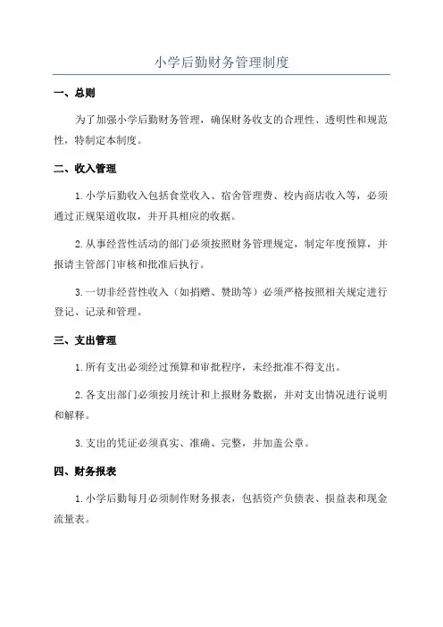 小学后勤财务管理制度