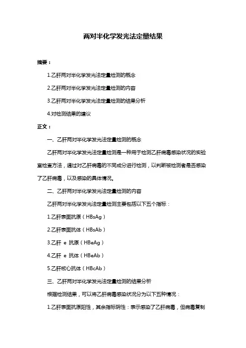 两对半化学发光法定量结果