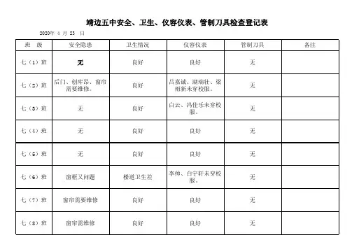 仪容仪表检查记录表