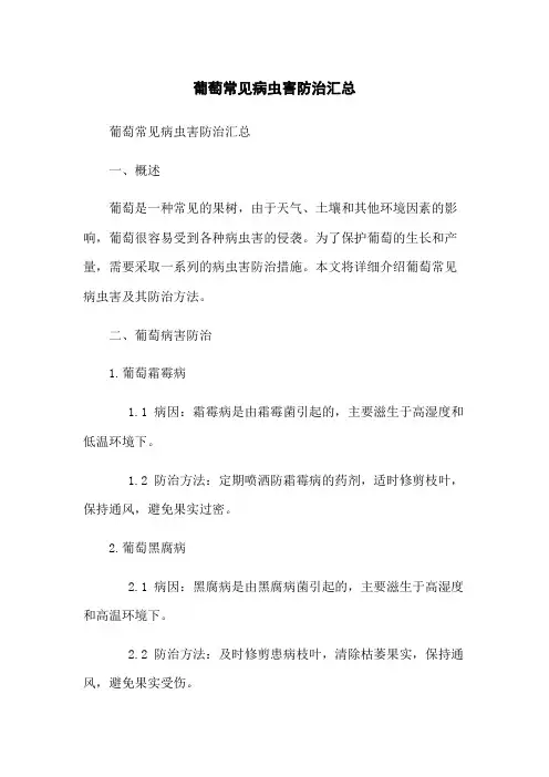 葡萄常见病虫害防治汇总(2023版)