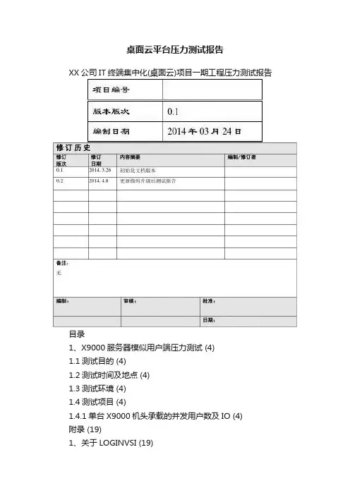 桌面云平台压力测试报告