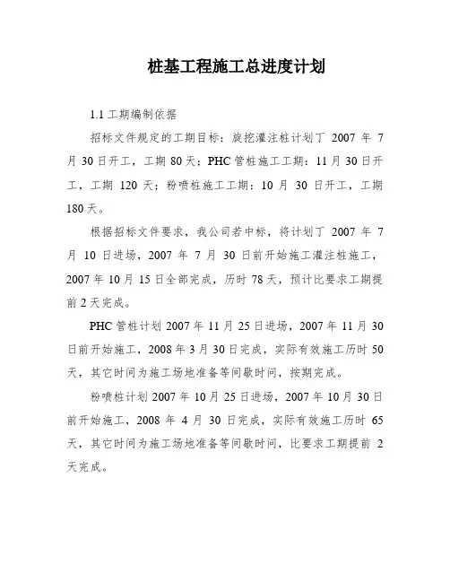 桩基工程施工总进度计划
