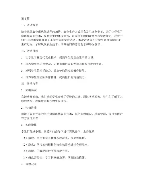 小学生大棚实践活动总结(3篇)