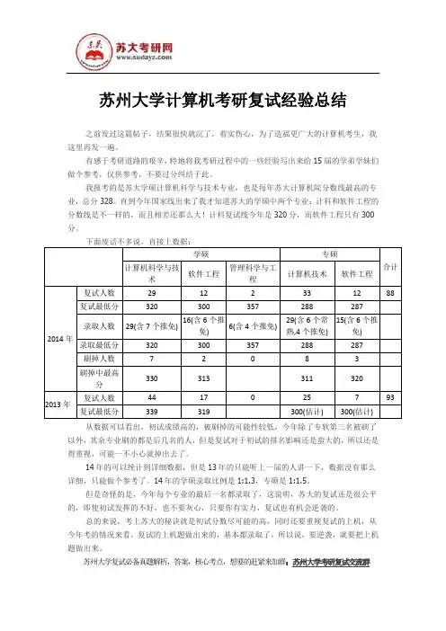 苏州大学计算机考研复试经验总结