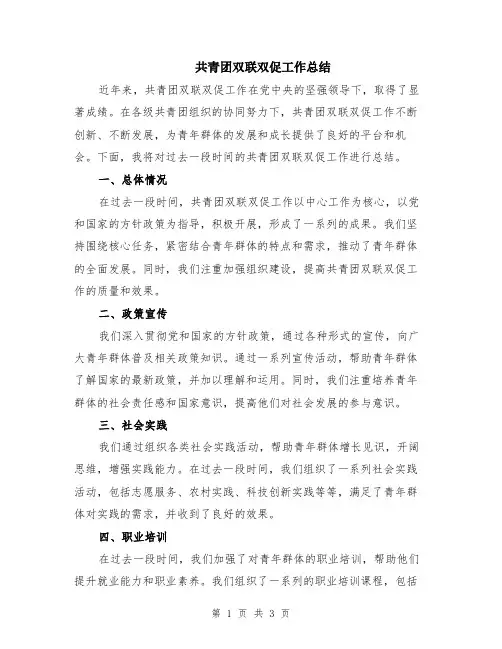 共青团双联双促工作总结