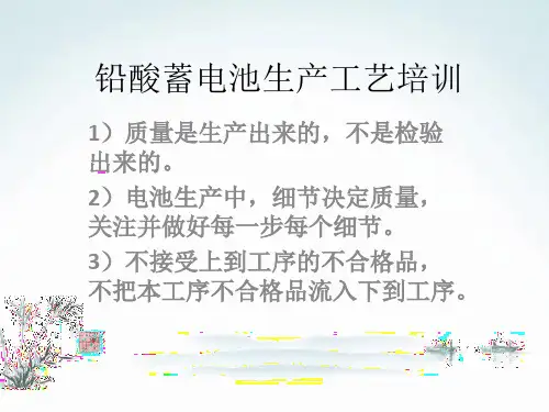 铅酸蓄电池生产工艺培训