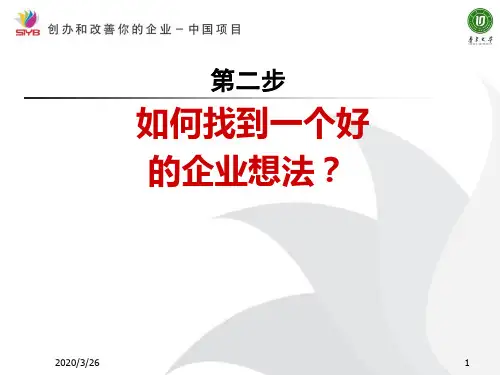 SYB创业培训第二步：找到一个好企业想法