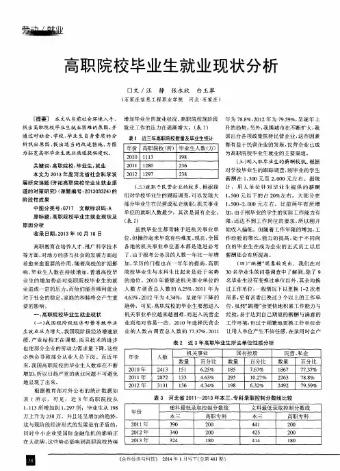 高职院校毕业生就业现状分析