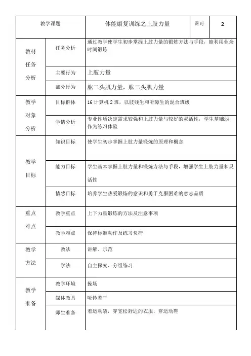 4、体能康复训练之上肢力量