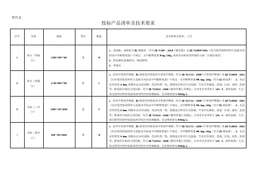 家具参数及数量
