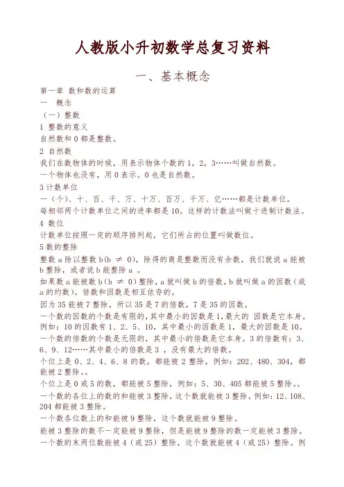 人教版小升初数学总复习资料53页