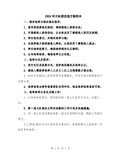 2024年大队委改选方案范本