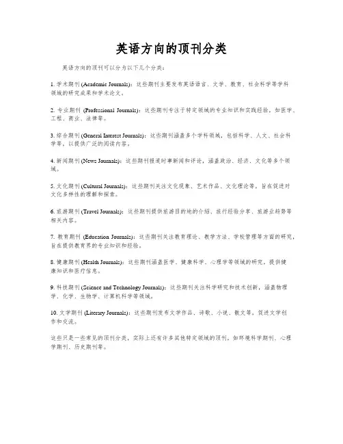 英语方向的顶刊分类