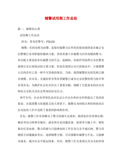 辅警试用期工作总结