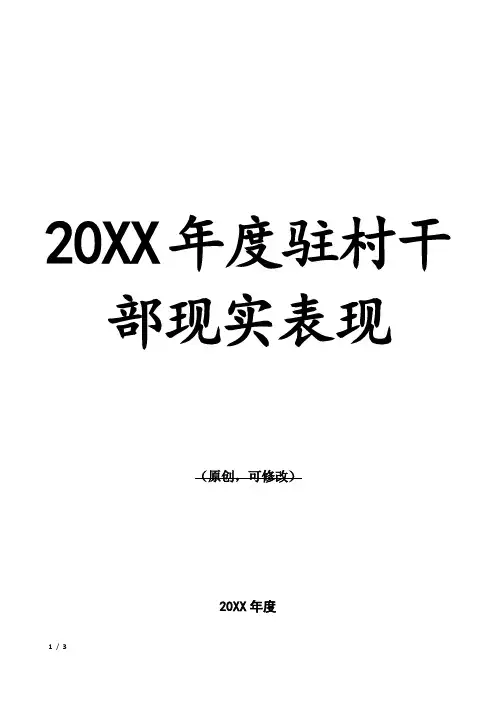 20XX年度驻村干部现实表现