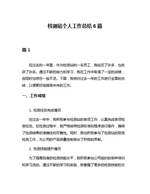 检测站个人工作总结6篇