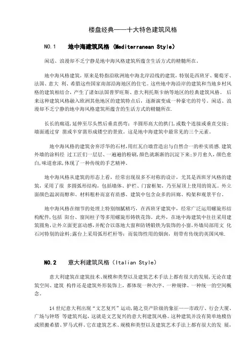 楼盘经典--十大特色建筑风格