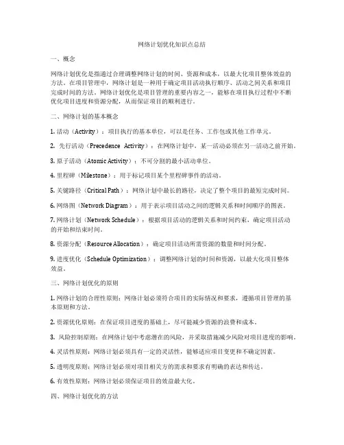 网络计划优化知识点总结