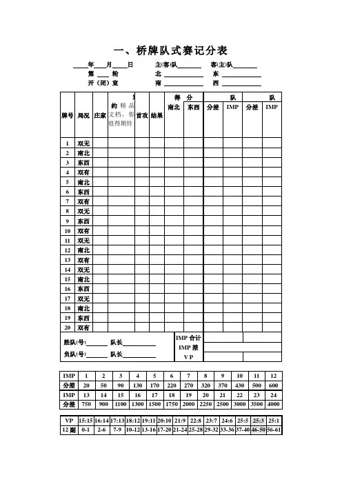 桥牌计分规则