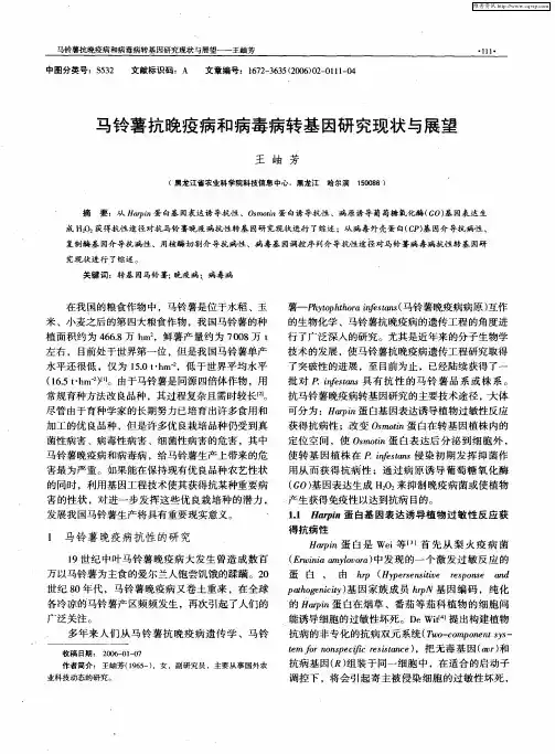 马铃薯抗晚疫病和病毒病转基因研究现状与展望