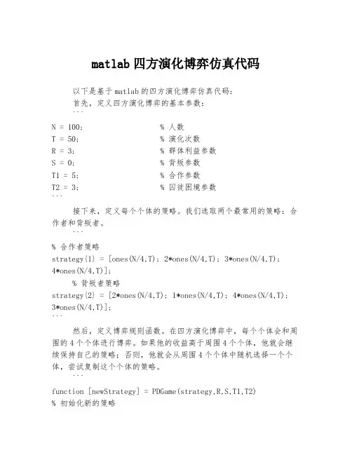 matlab四方演化博弈仿真代码
