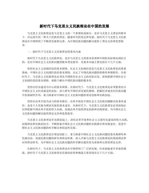 新时代下马克思主义民族理论在中国的发展