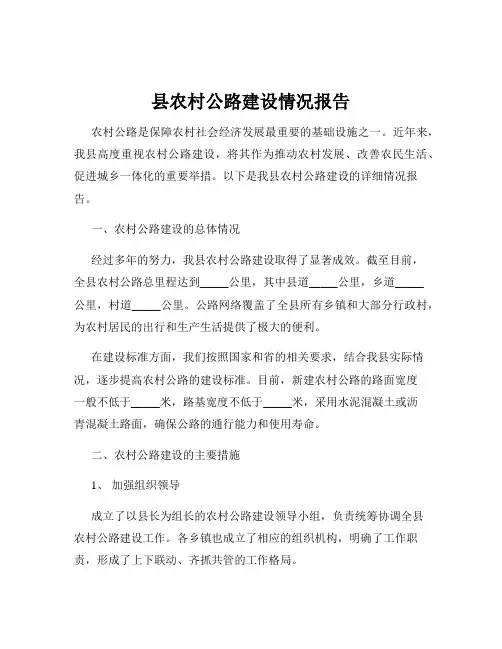 县农村公路建设情况报告