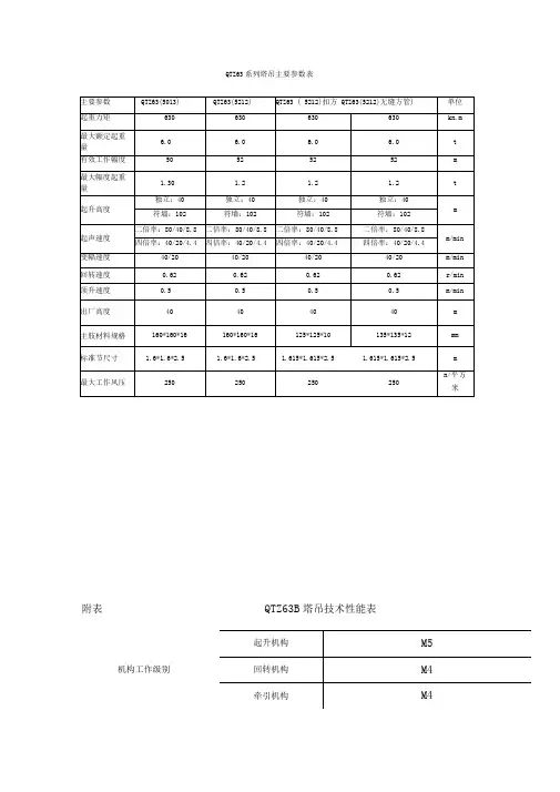 QTZ63系列塔吊主要参数表