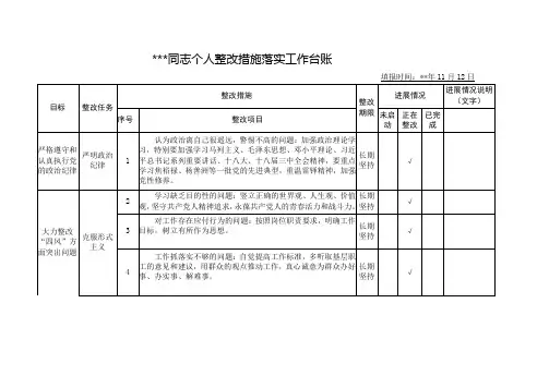某同志个人整改措施落实工作台账
