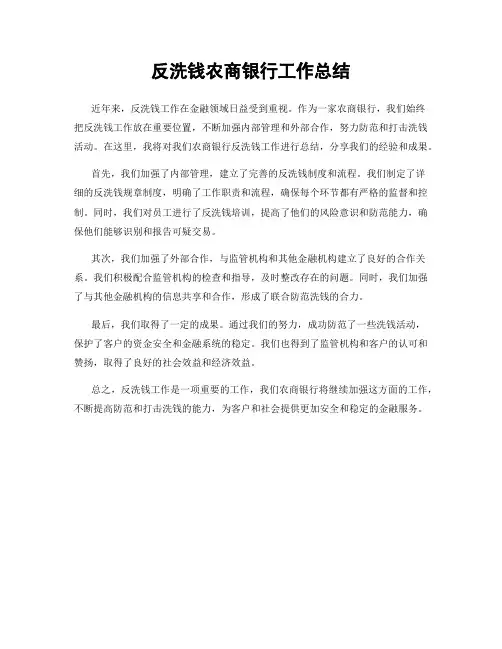 反洗钱农商银行工作总结