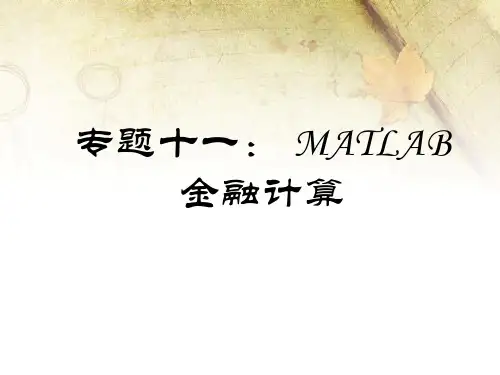 Matlab金融计算讲义