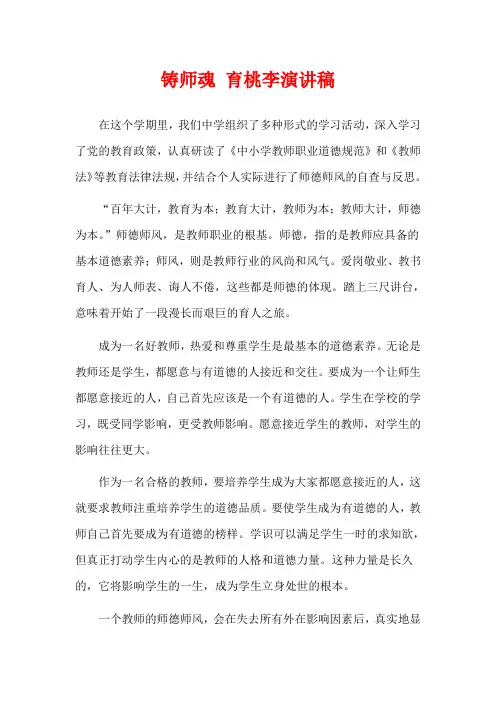 铸师魂 育桃李演讲稿