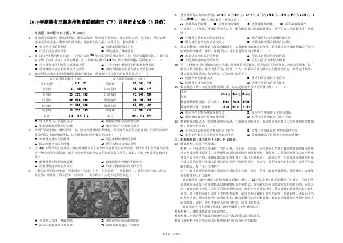 2019年湖南省三湘名校教育联盟高三(下)月考历史试卷(3月份)-解析版