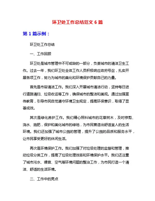 环卫处工作总结范文6篇