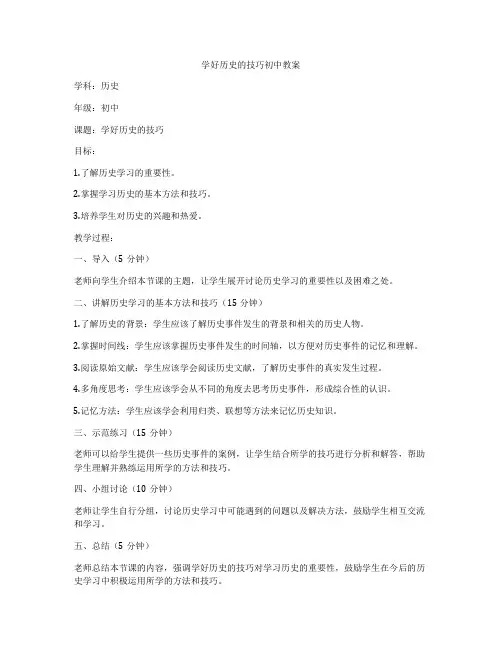 学好历史的技巧初中教案