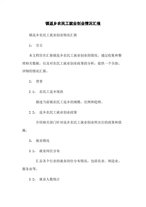 xx镇返乡农民工就业创业情况汇报