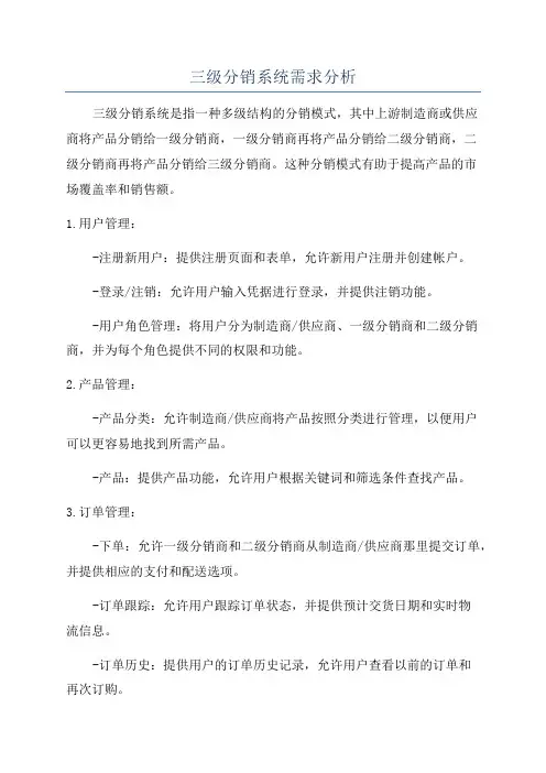 三级分销系统需求分析