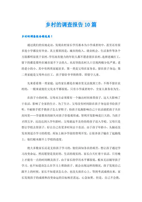 乡村的调查报告10篇
