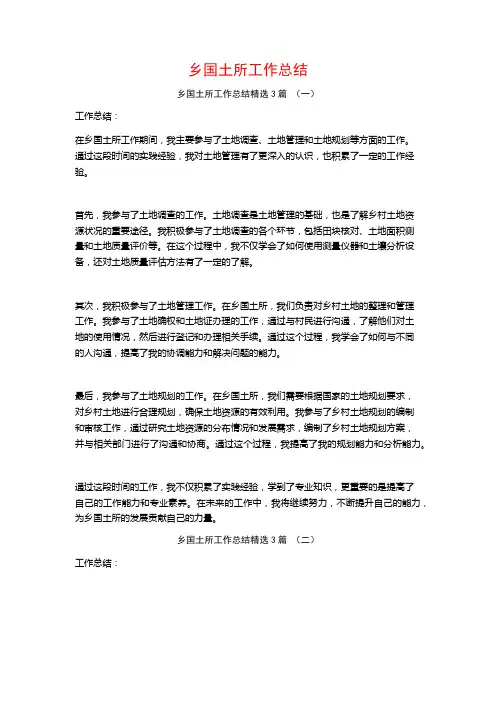 乡国土所工作总结3篇