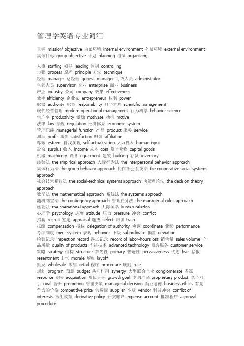 管理学精华英语词汇