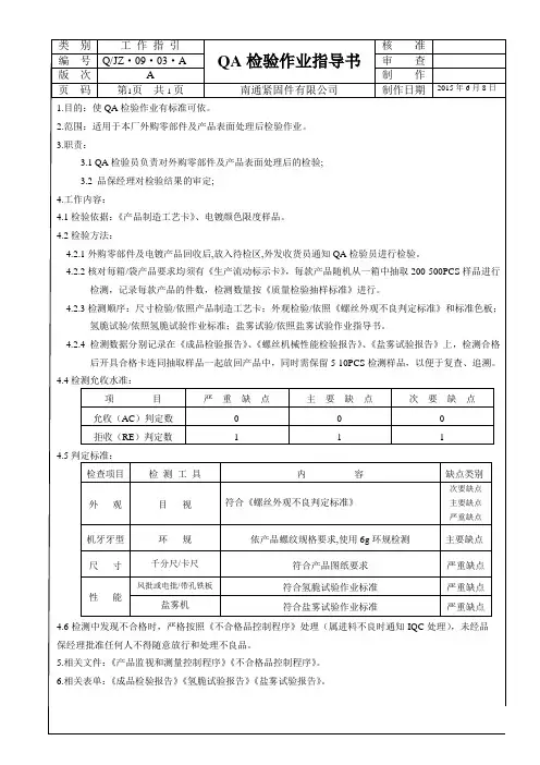 QA检验作业指导书