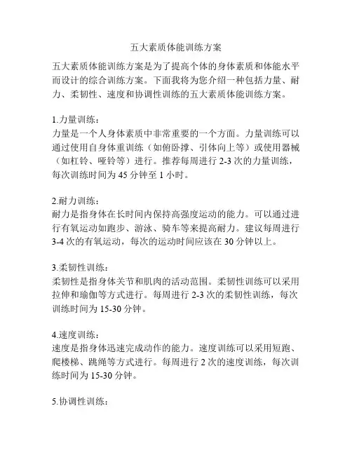 五大素质体能训练方案