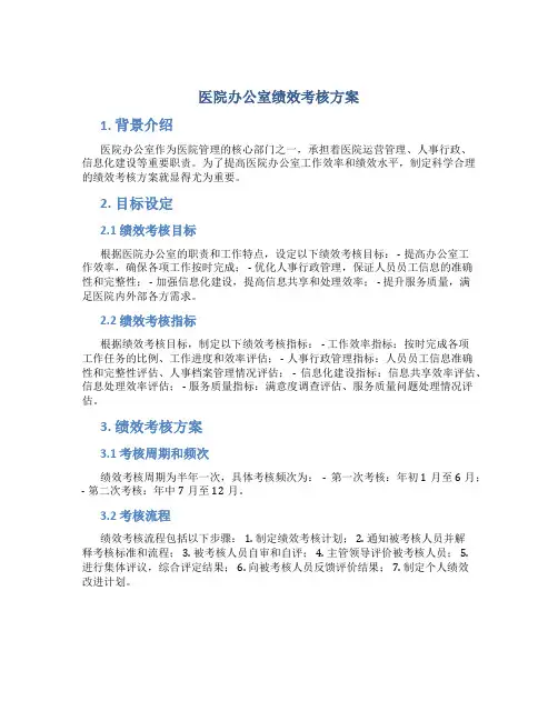 医院办公室绩效考核方案
