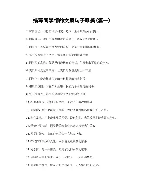 描写同学情的文案句子唯美(精选合集2篇)