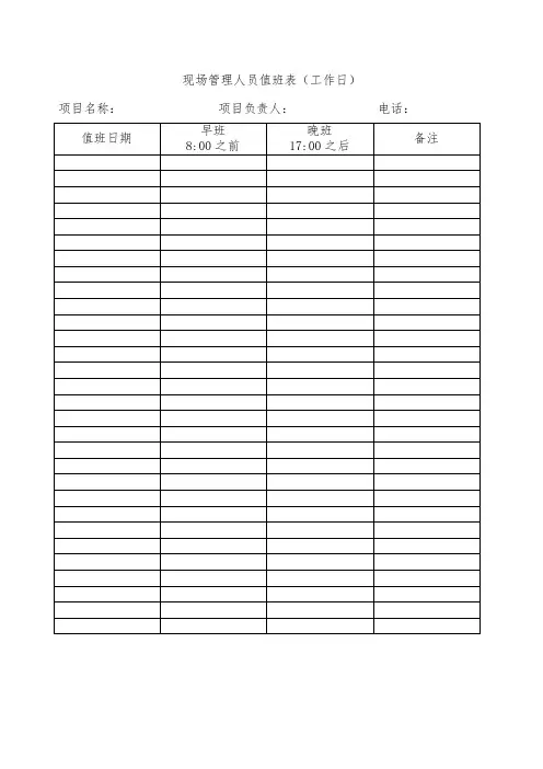 现场管理人员值班表及值班记录(2)