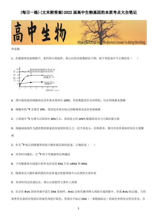 (文末附答案)2022届高中生物基因的本质考点大全笔记