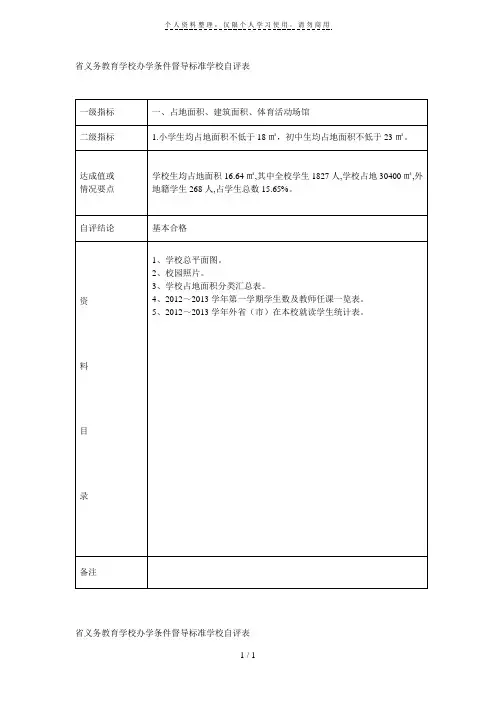 省义务教育学校办学条件督导标准学校自评表