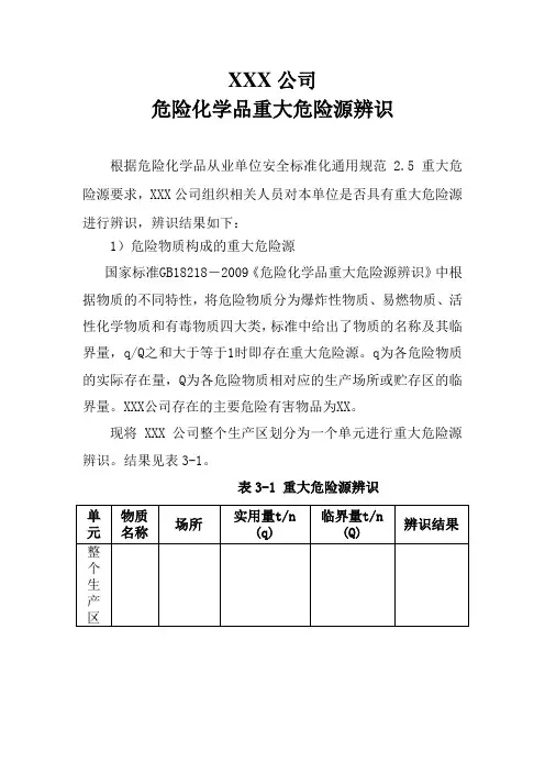 重大危险源辨识报告